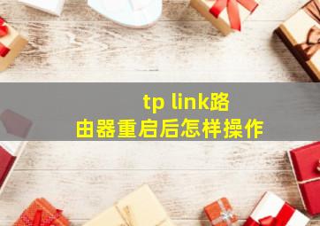 tp link路由器重启后怎样操作